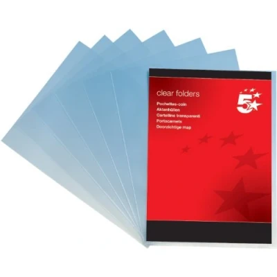 Image of 5 Star Folder Plastic Copy safe 90 Micron A4 Clear [Pack 100]
