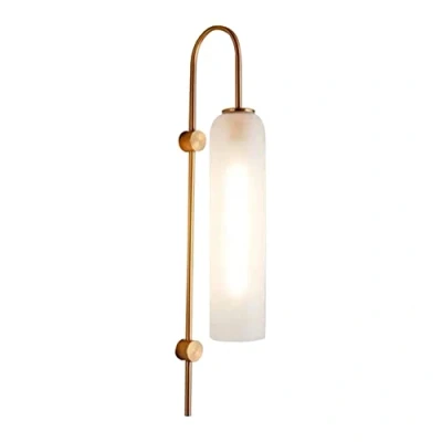 Image of Glass Wall Sconce Modern Metal Lamp Mid Century Mount Light E27 Decor Lighting Fixtures For Mirror Bedroom Bathroom Living Dining Room (White)