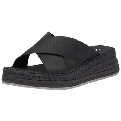 Image of Calvin Klein Jeans Sporty Wedge Mules, Women&#039;s, Size: 6, Triple black Polyester