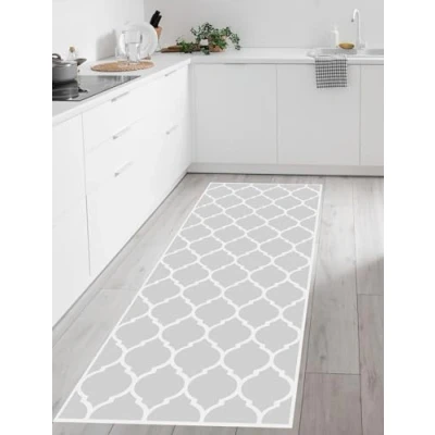 Image of Viniliko Quatrefoil Rug, Vinyl, Gray, 66x180x3 cm