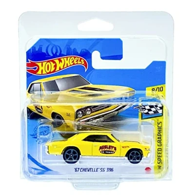 Image of Hot Wheels &#039;67 Chevelle SS 396 (Yellow) 8/10 HW Speed Graphics 2021 183/250 (Short Card) *** COMES IN A KLAS CAR KEEPER PROTECTIVE COLLECTORS CASE GTC34