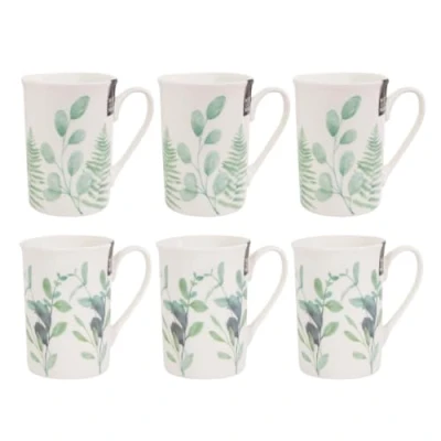 Image of Set of 6 Eucalyptus New Bone China Coffee Mugs Afternoon Tea Cups Home Kitchen