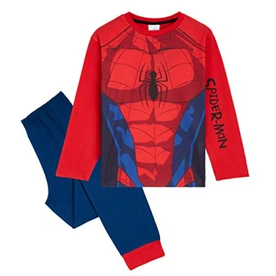 Image of Marvel Spiderman Boys Pyjamas Set, Comfy Breathable Nightwear Gifts for (Red, 11 12 Years)