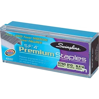 Image of Swingline Staples, S.F. 4, Premium, 1/4&quot; Length, 210/Strip, 3750/Box, 1 Pack (35452)