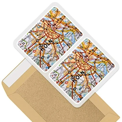 Image of Rectangle Stickers (Set of 2) 10cm Cologne Koln Germany German Travel Map Decals for Laptops,Tablets,Luggage,Scrap Booking,Fridges, 44643