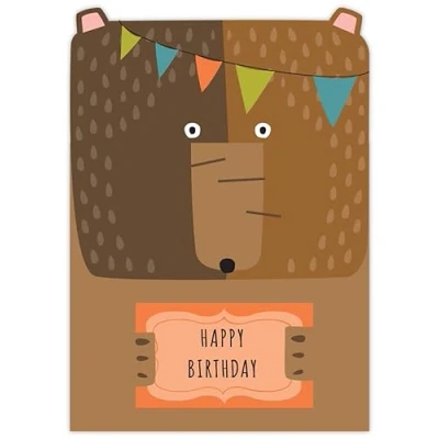 Image of Quire Paper Statues Card Happy Birthday Brown Bear,115x163mm