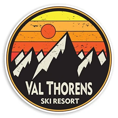 Image of 2 x 10cm Val Thorens Ski Resort Vinyl Stickers France Luggage Sticker #31386 (10cm Wide)