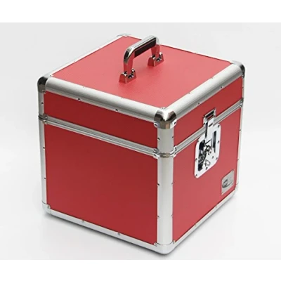 Image of Zilla Red 12&quot; LP Single Vinyl Record Aluminium DJ Flight Carry Case Holds 100 Tough Strong