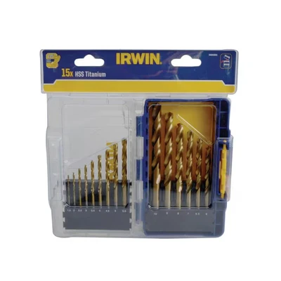 Image of HSS Titanium Metal Drill Bit Set, 15 Piece