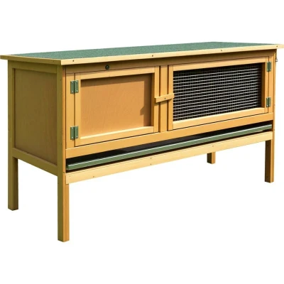 Image of PawHut Wooden Rabbit Hutch Bunny Cage Outdoor Small Animal House W/Hinged Top