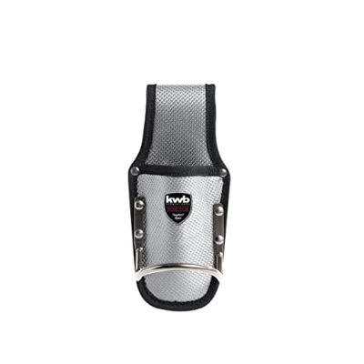 Image of KWB Knife Bag with Hammer Holder Silver/Black Nylon Tool Pouch and Metal Clip for Belt