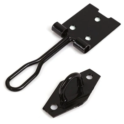 Image of 75mm Black Wire Hasp &amp; Staple Latch/Lock for Cupboards Hutches Cages Sheds