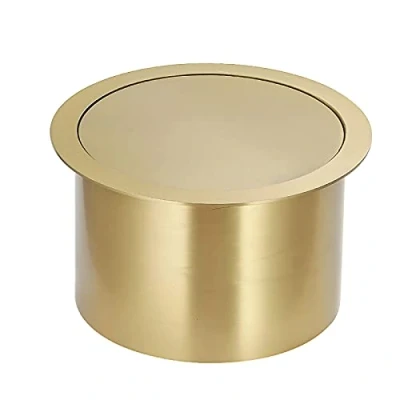 Image of AEGIFT Built in Trash and Waste Chute Lid for Kitchen Countertop Round 304 Stainless Steel Balance Flap Cover Grommet Swing Can Gold