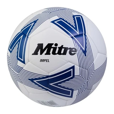 Image of Mitre Impel L30P Football, Highly Durable, Shape Retention, White/Blue, 4