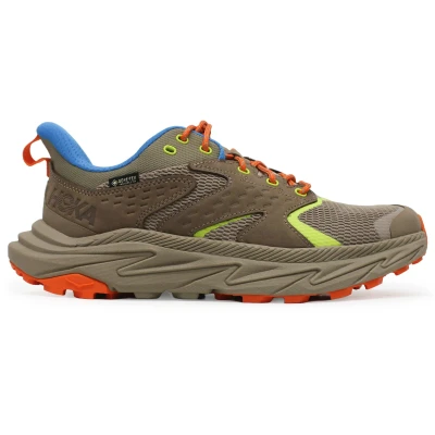 Image of HOKA Anacapa 2 LOW GTX Unisex Trail running shoes for kids, Size: 5, Dune/vibrant orange Leather/synthetics