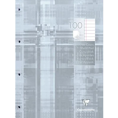 Image of Clairefontaine Ref 5814C Punched Refill Pad (Pack of 100 Sheets) A4 (210 x 297mm) in Size, Lined Rulings with Margin, 90gsm Paper, 2 Hole