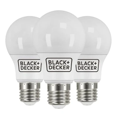 Image of BLACK+DECKER® LED GLS Lightbulbs Pack of 3 Light Bulbs 7.3W E27 Screw Base Warm White 2700K Non Dimmable 806 Lumens Energy Class E