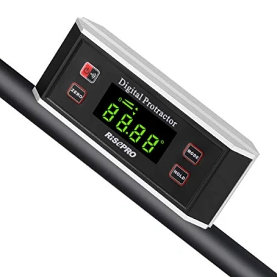 Image of Inclinometer, RISEPRO Digital Protractor Angle Finder Level Inclinometer Magnetic V Groove 0 360 Degree with Backlight