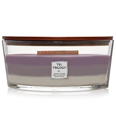 Image of WoodWick Ellipse Trilogy Scented Candle with Crackling Wick, Amethyst Sky, Up to 50 Hours Burn Time
