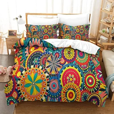 Image of Exotic 3D Duvet Cover Bedding Set For Boys Girls Comforter Ultra Soft Microfiber Bedspread Quilt With Zipper Closure 3 Piece Double（200x200cm）