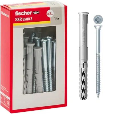 Image of Fischer Extended Dowels with Screw, Grey, 8 x 80 mm
