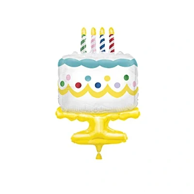 Image of Unique 54985 Giant Birthday Cake Shaped Foil Balloon 64 cm, Multicolour