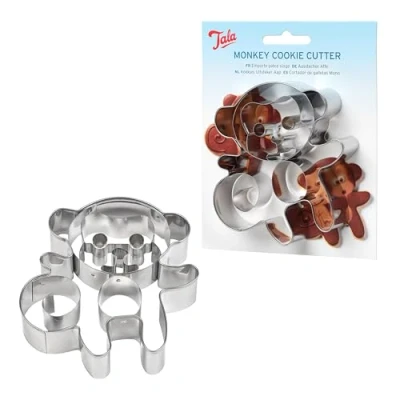 Image of Tala Monkey Cookie Cutter, Detailed Biscuit Cutter for Baking, Perfect Fondant and Dough, Stainless Steel