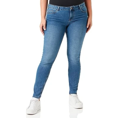 Image of Pieces Pcpeggy Jeans Skinny Fit, Women&#039;s, Size: Sx32, Medium blue denim