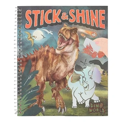 Image of Depesche 12473 Dino World Colouring Book Stick &amp; Shine, 24 Pages with Great Motifs, for and Designing