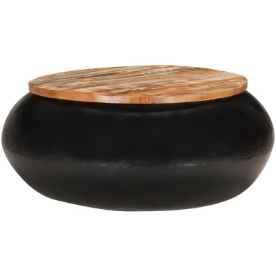 Image of vidaXL Coffee Table Black 68x68x30 cm Solid Reclaimed Wood