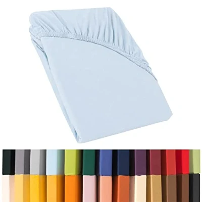 Image of CelinaTex Relax Box Spring Bed Water Fitted Sheet, Cotton, Light blue aqua, 180 x 200 220 cm
