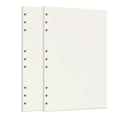 Image of Zelten 2 Pack B5 90 Sheets/180 Pages Blank Loose Leaf Punched Paper Refills for 9 Hole Binder Personal Organizer Diary Notebook Refillable Planner