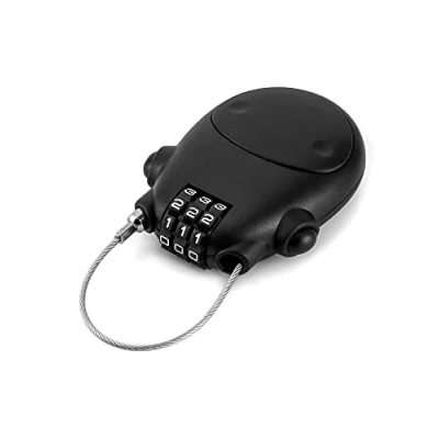 Image of QWORK® 3 Digit Combination Lock, Cable Security Password 77cm Retractable for Luggage, Bike, Ski, Snowboard