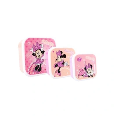 Image of My sweety pop Set of 3 Minnie Mouse snack boxes Lunch box For children Nursery Kindergarten School Holiday Meal 11.5 cm