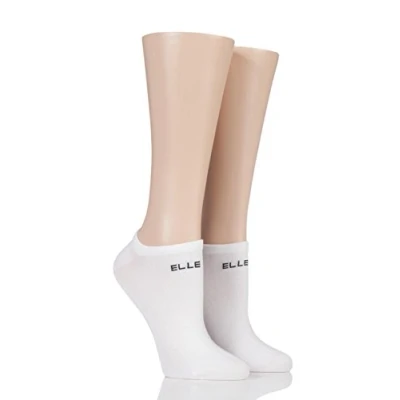 Image of 2 Pair White Plain Bamboo No Show Socks Ladies 4 8 Elle