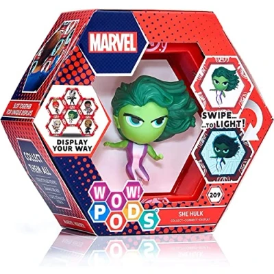 Image of WOW! PODS Marvel Avengers Collection She Hulk Superhero Toys Light Up Bobble Head Figure Official Collectable &amp; Gifts Number 209 in Series Multicolour