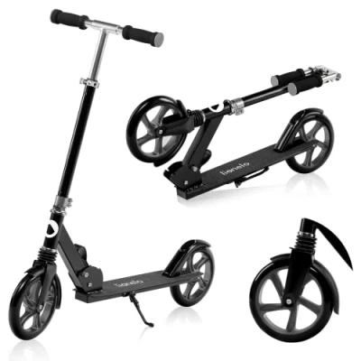Image of Lionelo Luca Scooter Lightweight only 4kg Foldable and ShockResist for Kids Teens up to 100kg (220 LBS) Adjustable Handlebar Heights, Non Slip Platform Rear Brake 20cm (8&#039;&#039;) wheels