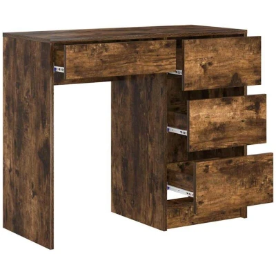Image of vidaXL Brown Writing Desk Smoked Oak Engineered Wood Medium