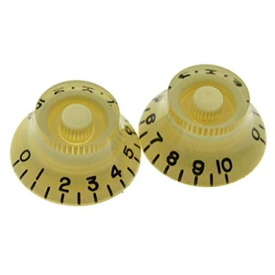 Image of KAISH Pack of 2 American Spec LP Guitar Bell Knobs 24 Fine Spline Top Hat for Les Paul with CTS Split Shaft Pots Cream