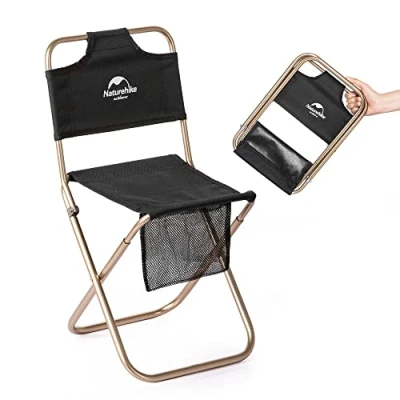 Image of Naturehike Folding Chair Portable Mini Stool Ultralight Aluminum 75kg Bearing Capacity only 422g (Black)