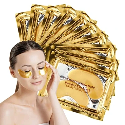 Image of 24K Gold Under Eye Treatment Masks,Eye Masks for Dark Circles,Crystal Powder Gel Collagen Wrinkles, Remove Bags,Hydrating, Puffy Eyes 20 Pieces/10 Pairs