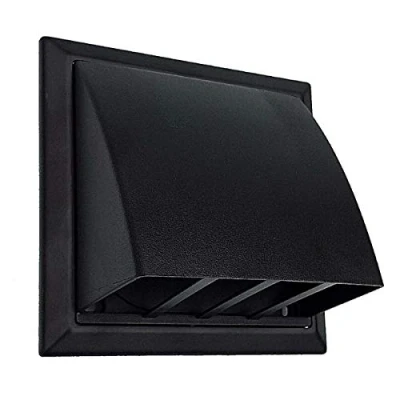 Image of Domus 4902BK Cowled Extractor Fan Wall Outlet Grille with Damper 100mm / 4 Inch (Black)