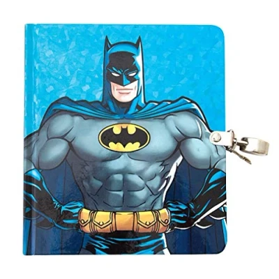 Image of Playhouse DC Comics Batman Shiny Foil Lock and Key Lined Page Diary for Kids