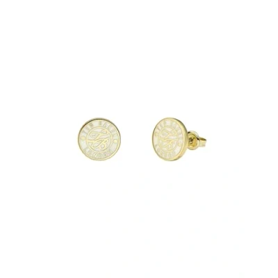 Image of Ted Baker Monlia Monogram Button Stud Earrings For Women (Gold/Ivory)