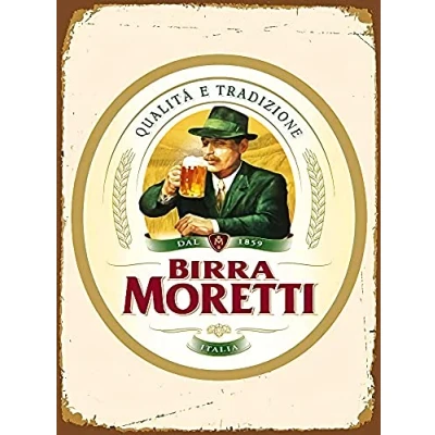 Image of tin Metal Sign Birra Moretti Vintage Wall Plaque Poster Café Bar Beer series Size:20x30cm（11x7in）