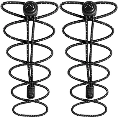 Image of CampTeck U6602 No Tie Shoe Laces Elastic Shoelaces with Locking System Black 1 Pair