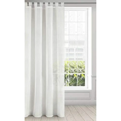 Image of Eurofirany LUCY Voile Curtain, Sheer Curtain with Rufflette Tape 1 Unit, Bedroom, Living Room, Kitchen, Cream, 140x250 cm