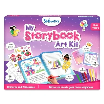 Image of Skillmatics Storybook Art Kit Unicorns &amp; Princesses for Kids, Write Create Fairytale Storybooks, Creative Activity, DIY Kit, 150+ Stickers, Gifts Ages 5, 6, 7, 8, 9, 10