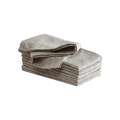 Image of Laura Ashley Harper Luxuriously Smooth Fabric Napkins for Formal or Casual Dining, Holiday, Banquet, Wedding Party, Set of 6 Napkins, Taupe