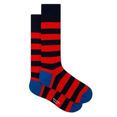 Image of Paul Smith Winst Socks Red Blue Stripes. One Size